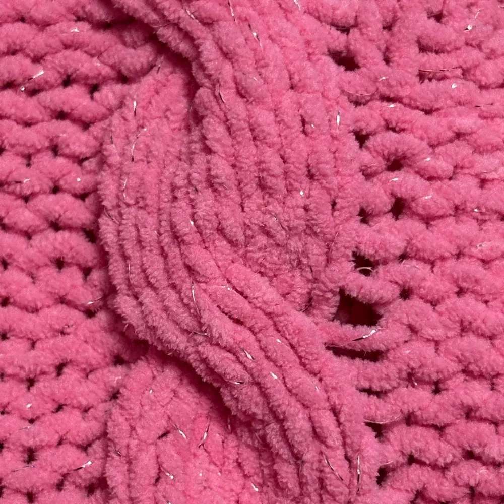 Justice Girls size 16/18 Hot Pink Hooded Chunky‎ Cable Knit Sweater pullover